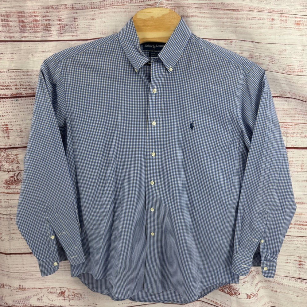 Ralph Lauren Shirt Mens Large 16-34 Yarmouth Gingham Check Cotton Button Down